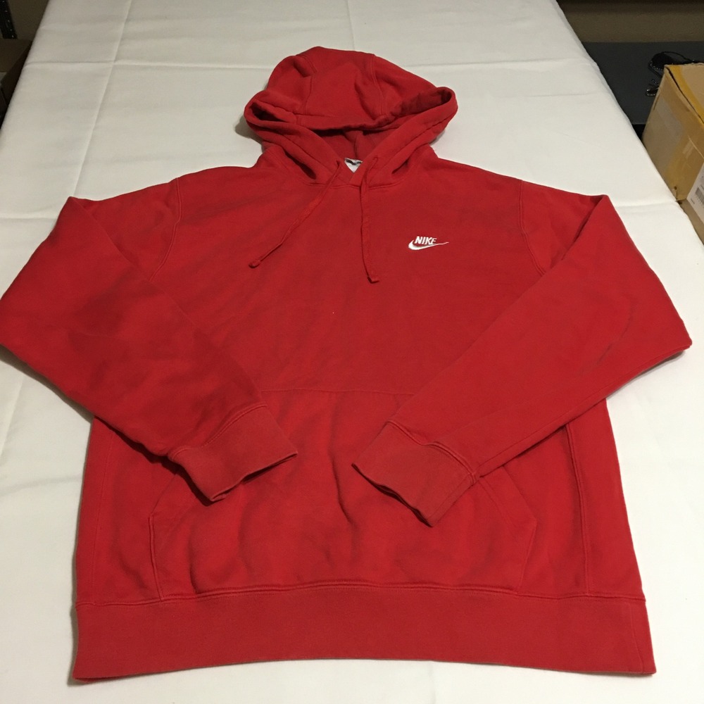 Nike Club Fleece Pullover Hoodie Mens Small Tall Red Sweatshirt